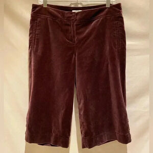 LOFT purple velveteen cropped pants, size 12